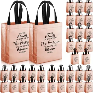 36 Pcs Thank You Reusable Gift Bags Employee Appreciation Gift Bags May You Be Proud Team Appreciation Gift for Employee Appreciation Teacher Student Coworker Secretary Assistant Gift(Rose