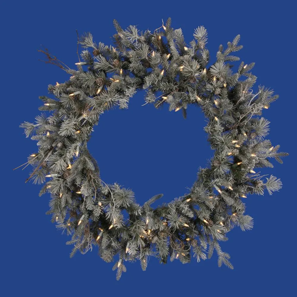 36" Pre-Lit Frosted Wistler Fir Artificial Christmas Wreath - Clear Dura Lights