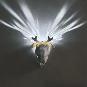 3D Animal LED Wall Lamp, Creative Resin Carving Lamp, LED Home Decoration Lamp, Atmosphere Rendering Lamp, for Study, Bedroom, Dining Room, Stairway, Hallway, Bar (Reindeer)