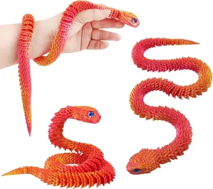 3D Printed Animals Snake, 24 Inch Surprise Mystery Fidget Anaconda Toy, Fake Python Statue with Realistic Eyes，3-D Print Articulated Viper Collectible for Home Office Executive Desk Decoration
