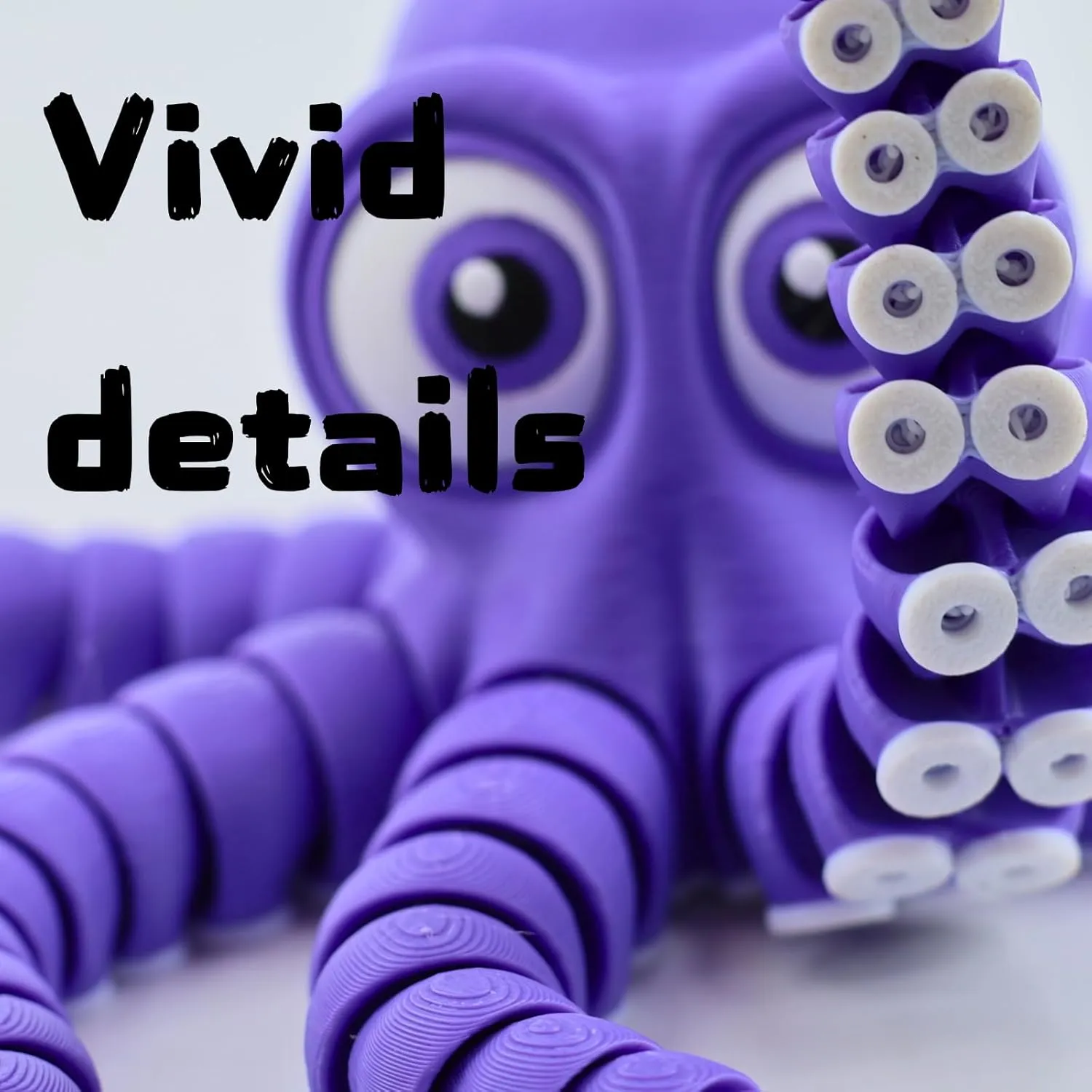 3D Printed Cute Octopus, 3D Printed Animal, Flexible Joint 3D Octopus, Home Office Classroom Decoration, Executive Desk Decoration (Purple)