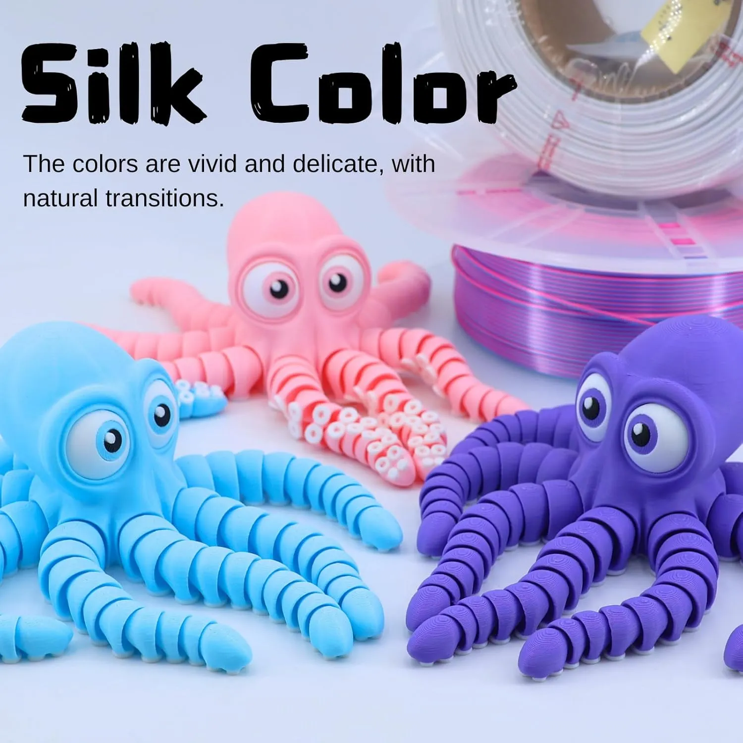 3D Printed Cute Octopus, 3D Printed Animal, Flexible Joint 3D Octopus, Home Office Classroom Decoration, Executive Desk Decoration (Red)