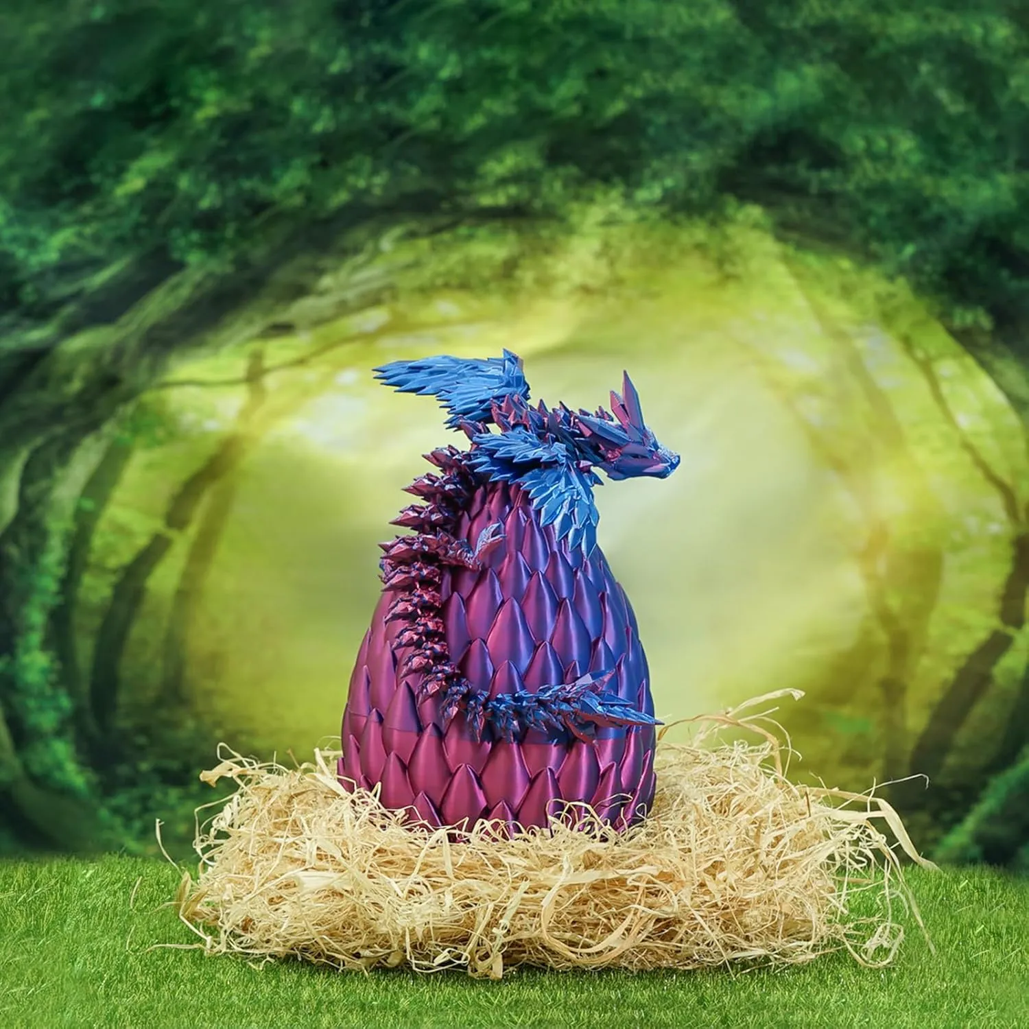 3D Printed Flying Dragon Egg with Articulated Dragon Inside – Toys&Gifts for Kids,Home Decor,Creative Ornaments,Birthday,Easter (Blue Purple,Medium)