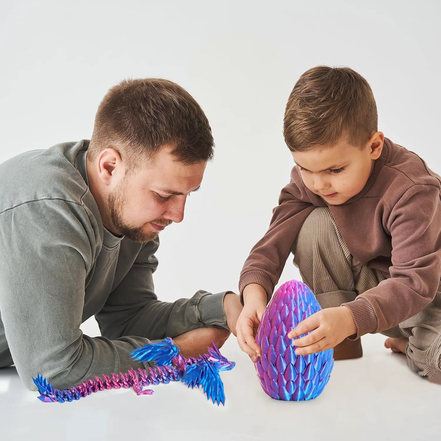 3D Printed Flying Dragon Egg with Articulated Dragon Inside – Toys&Gifts for Kids,Home Decor,Creative Ornaments,Birthday,Easter (Blue Purple,Medium)