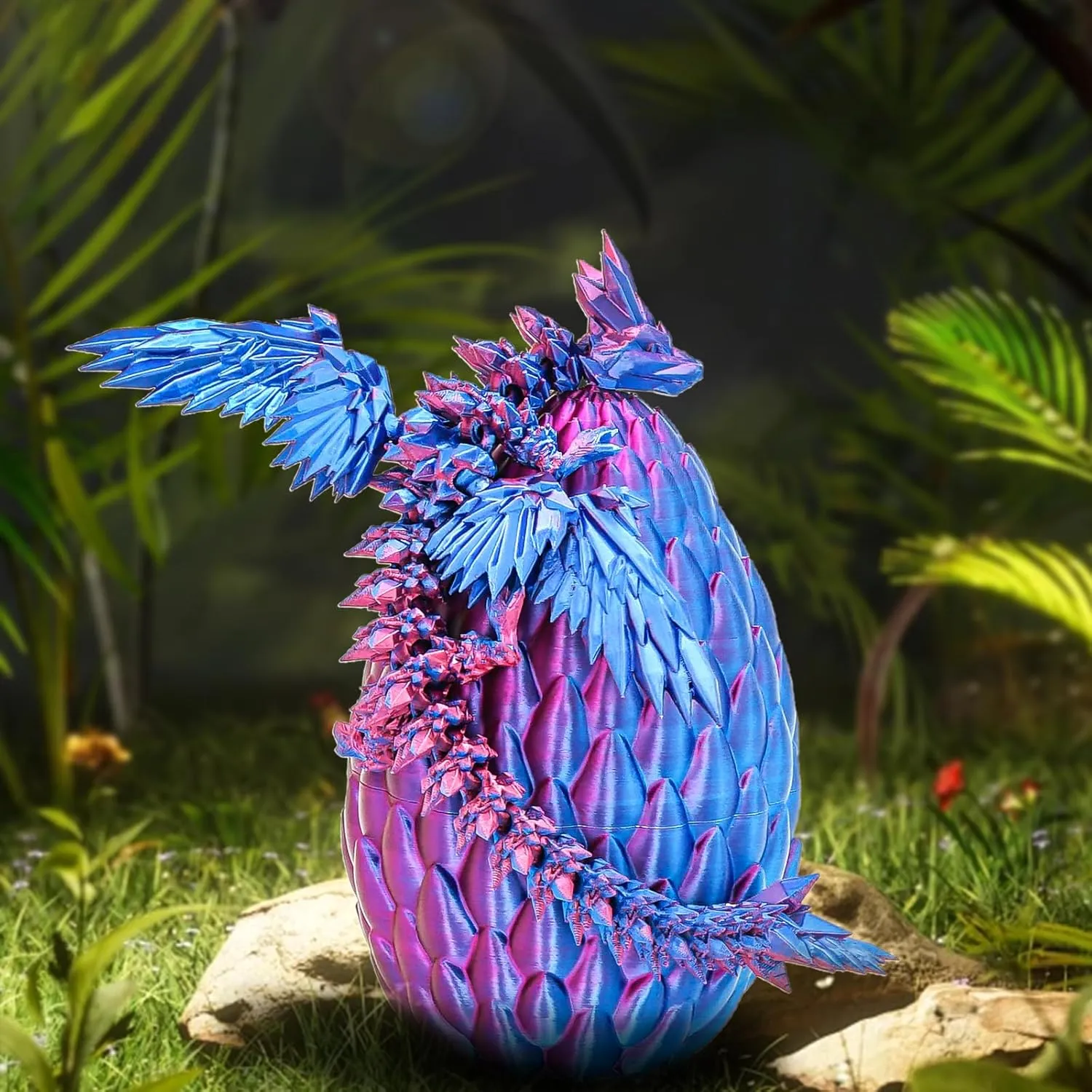 3D Printed Flying Dragon Egg with Articulated Dragon Inside – Toys&Gifts for Kids,Home Decor,Creative Ornaments,Birthday,Easter (Blue Purple,Medium)