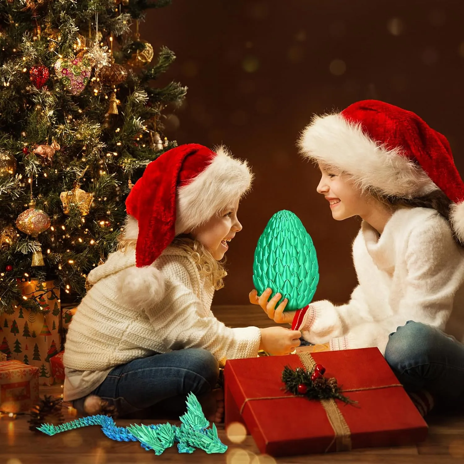 3D Printed Flying Dragon Egg with Articulated Dragon Inside – Toys&Gifts for Kids,Home Decor,Creative Ornaments,Birthday,Easter (Forest Green,Large)