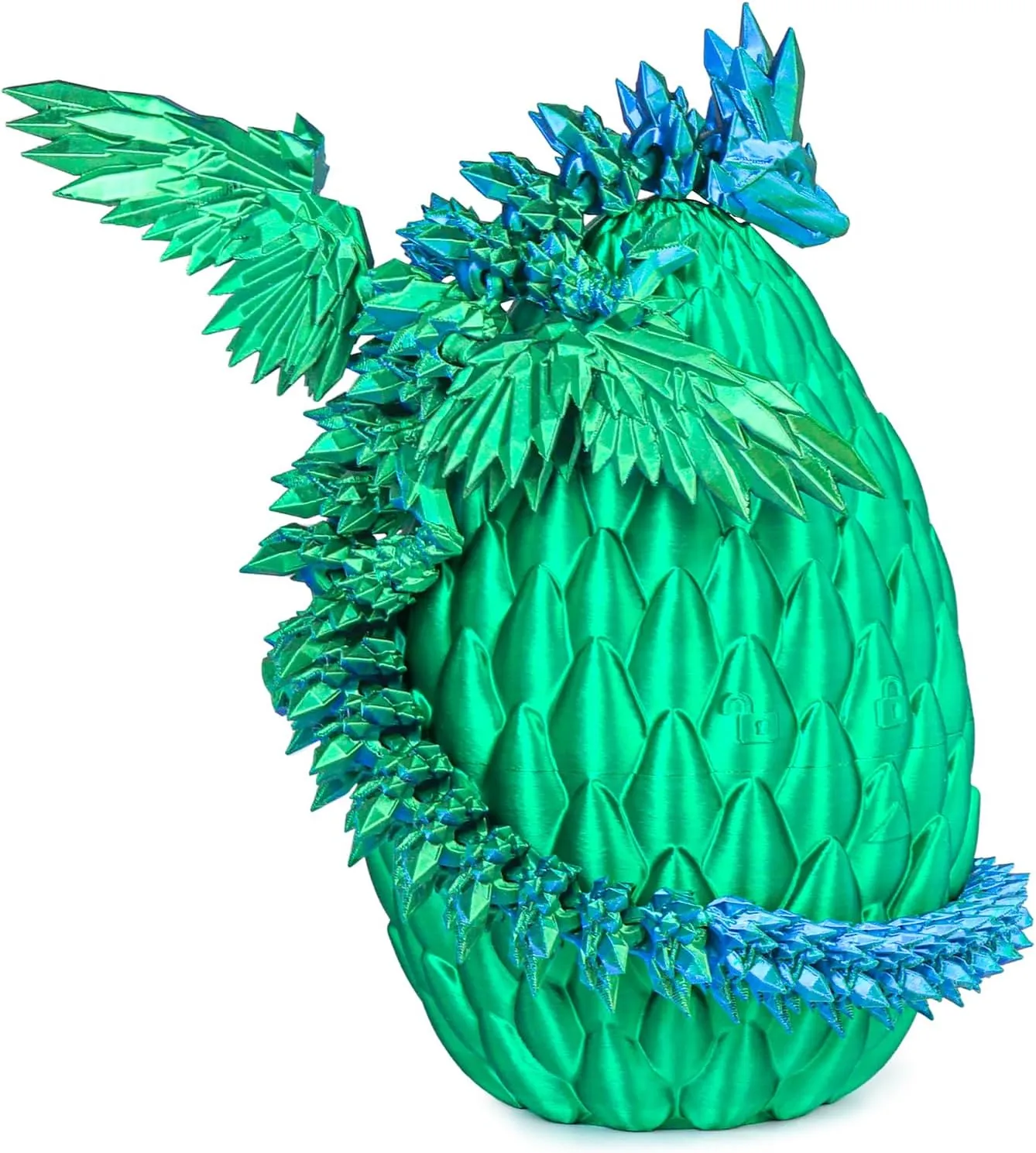 3D Printed Flying Dragon Egg with Articulated Dragon Inside – Toys&Gifts for Kids,Home Decor,Creative Ornaments,Birthday,Easter (Forest Green,Large)