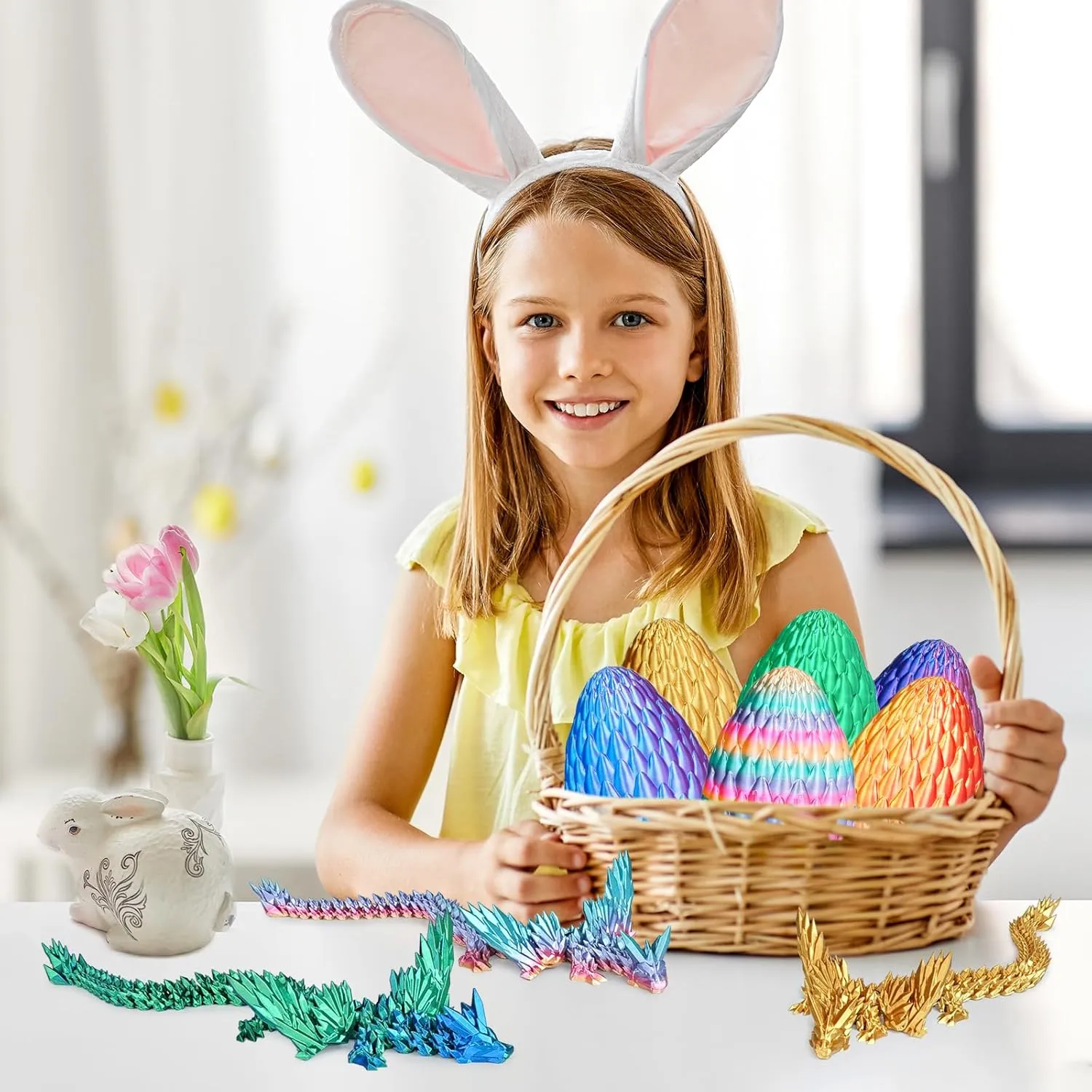 3D Printed Flying Dragon Egg with Articulated Dragon Inside – Toys&Gifts for Kids,Home Decor,Creative Ornaments,Birthday,Easter (Forest Green,Large)