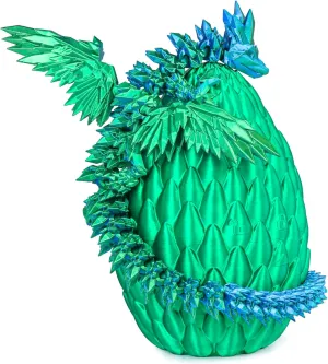 3D Printed Flying Dragon Egg with Articulated Dragon Inside – Toys&Gifts for Kids,Home Decor,Creative Ornaments,Birthday,Easter (Forest Green,Large)