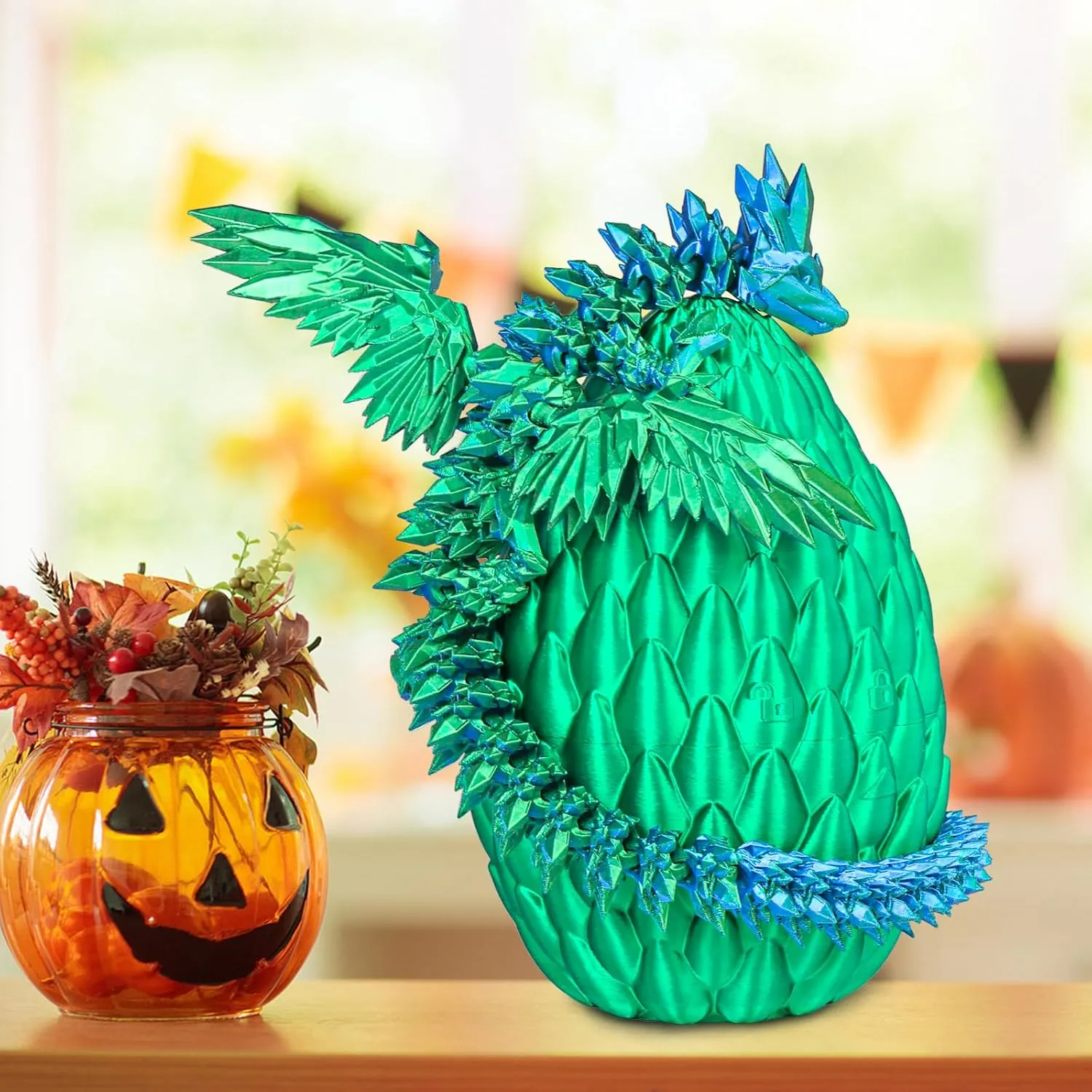 3D Printed Flying Dragon Egg with Articulated Dragon Inside – Toys&Gifts for Kids,Home Decor,Creative Ornaments,Birthday,Easter (Forest Green,Large)