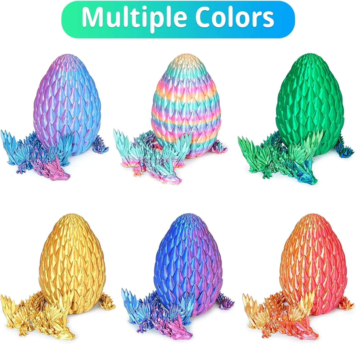3D Printed Flying Dragon Egg with Articulated Dragon Inside – Toys&Gifts for Kids,Home Decor,Creative Ornaments,Birthday,Easter (Forest Green,Large)