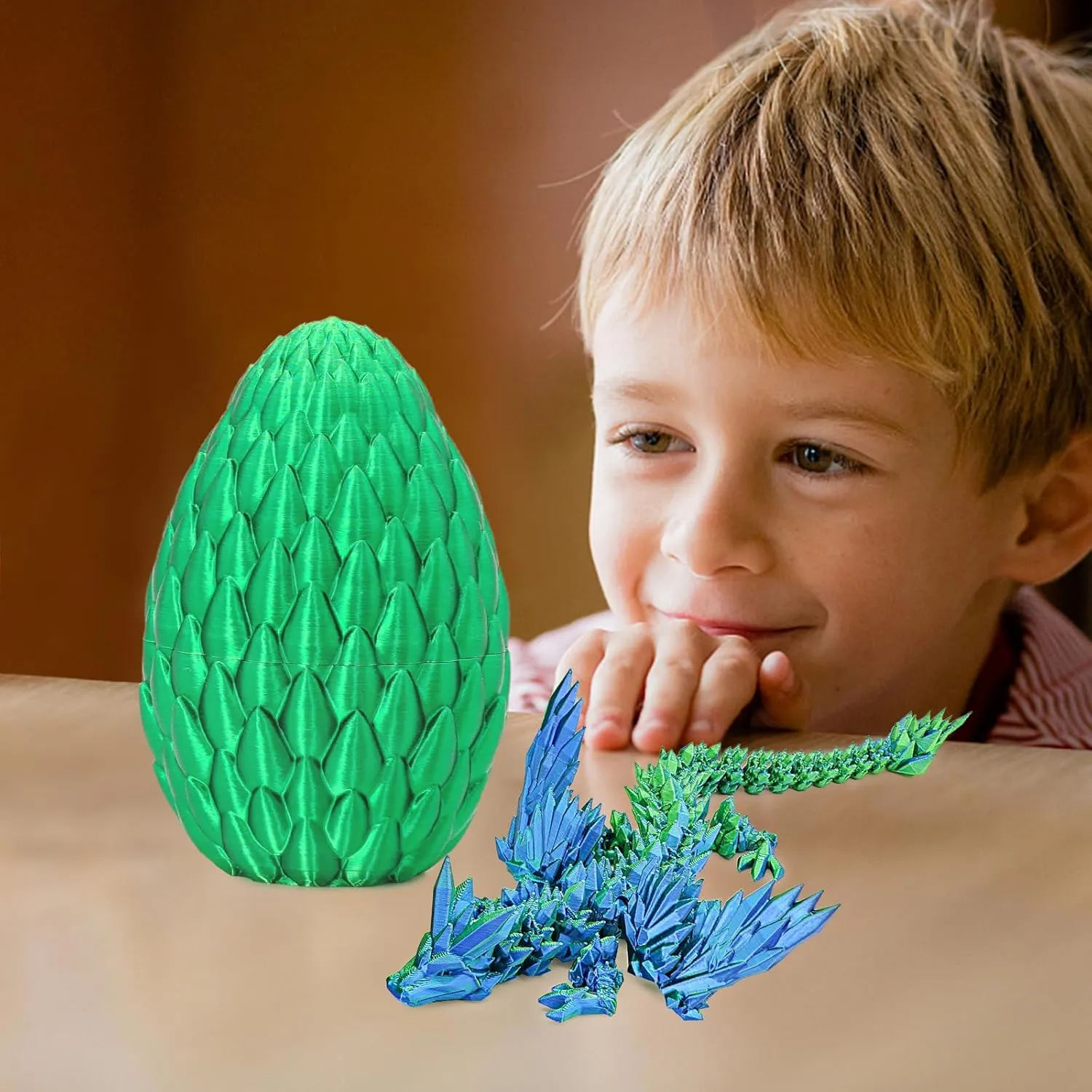 3D Printed Flying Dragon Egg with Articulated Dragon Inside – Toys&Gifts for Kids,Home Decor,Creative Ornaments,Birthday,Easter (Forest Green,Medium)