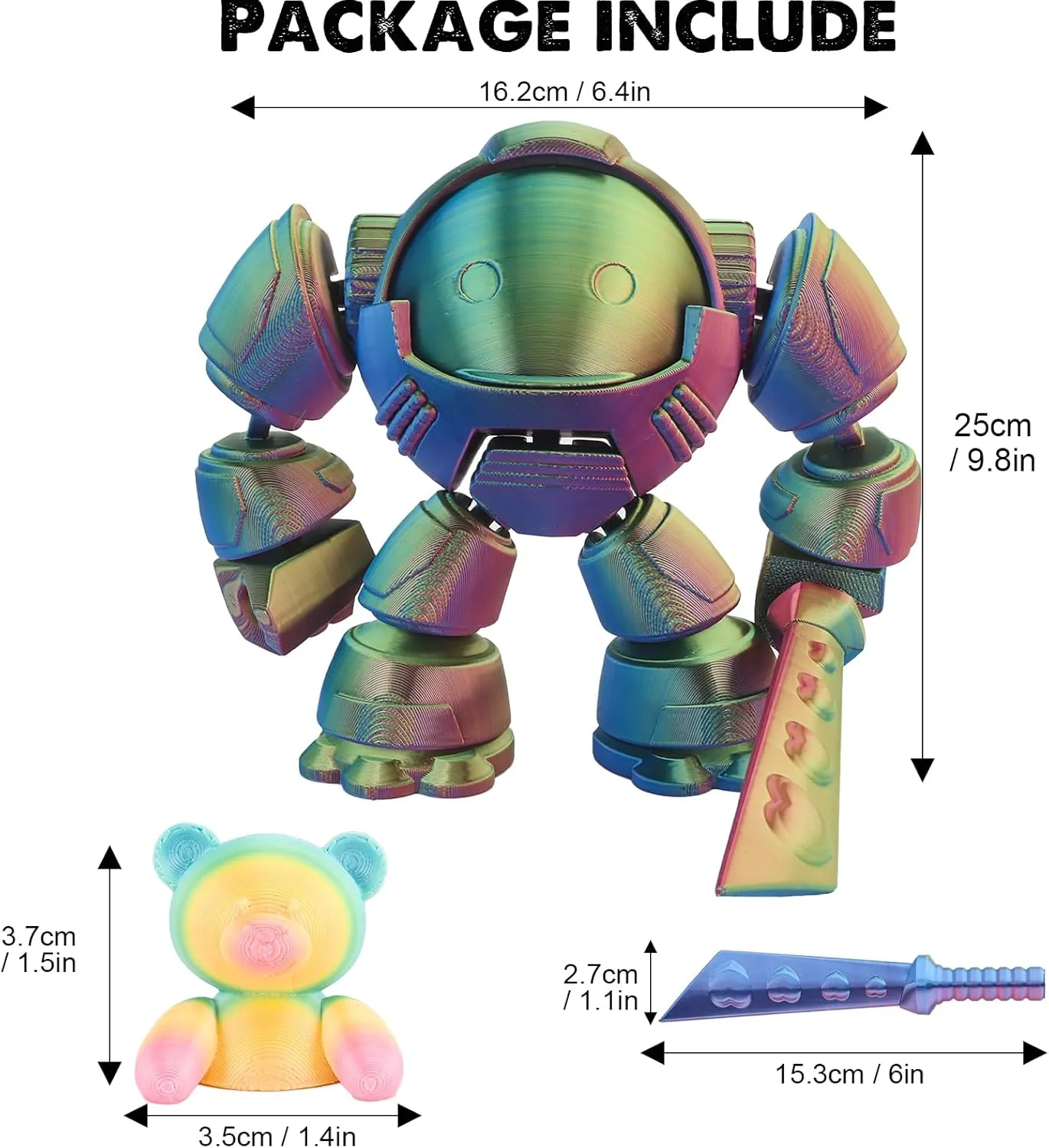 3D Printed Mechanical Bear Set, 3D Articulated Printed Toys, Flexible Realistic 3D Animal Figurines, Stress Relief Tool, Desk Ppets(Gradient Green)