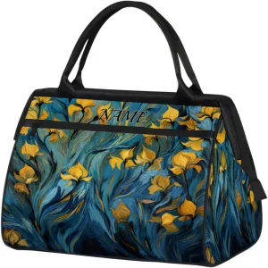3d Visual Illusion Flowers Abstract Travel Sports Bag for Women Essentials Customized Name Carry On Duffel Gym Bag Personalized Accessories Large Tote Weekender Bag Ladies Beach Waterproof Bag