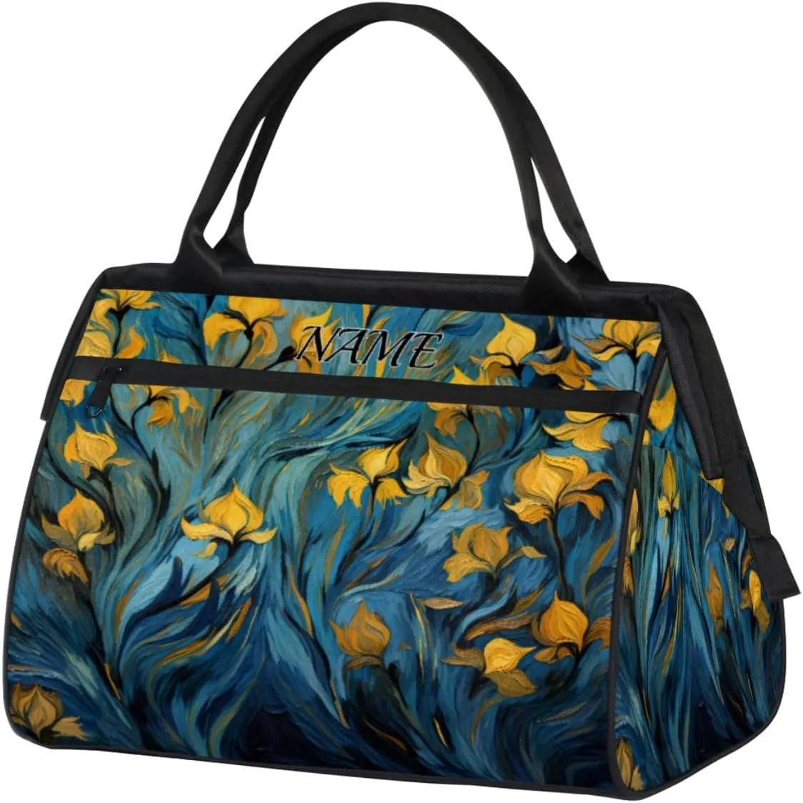 3d Visual Illusion Flowers Abstract Travel Sports Bag for Women Essentials Customized Name Carry On Duffel Gym Bag Personalized Accessories Large Tote Weekender Bag Ladies Beach Waterproof Bag