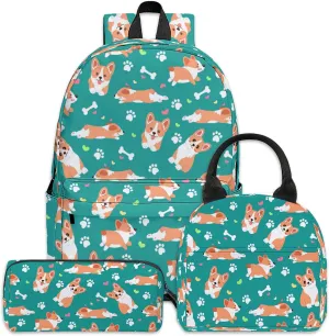 3pcs Backpack for Boys Girls, Backpack Set with Lunch Box Pencil Case for Kids Teen Elementary Middle High School