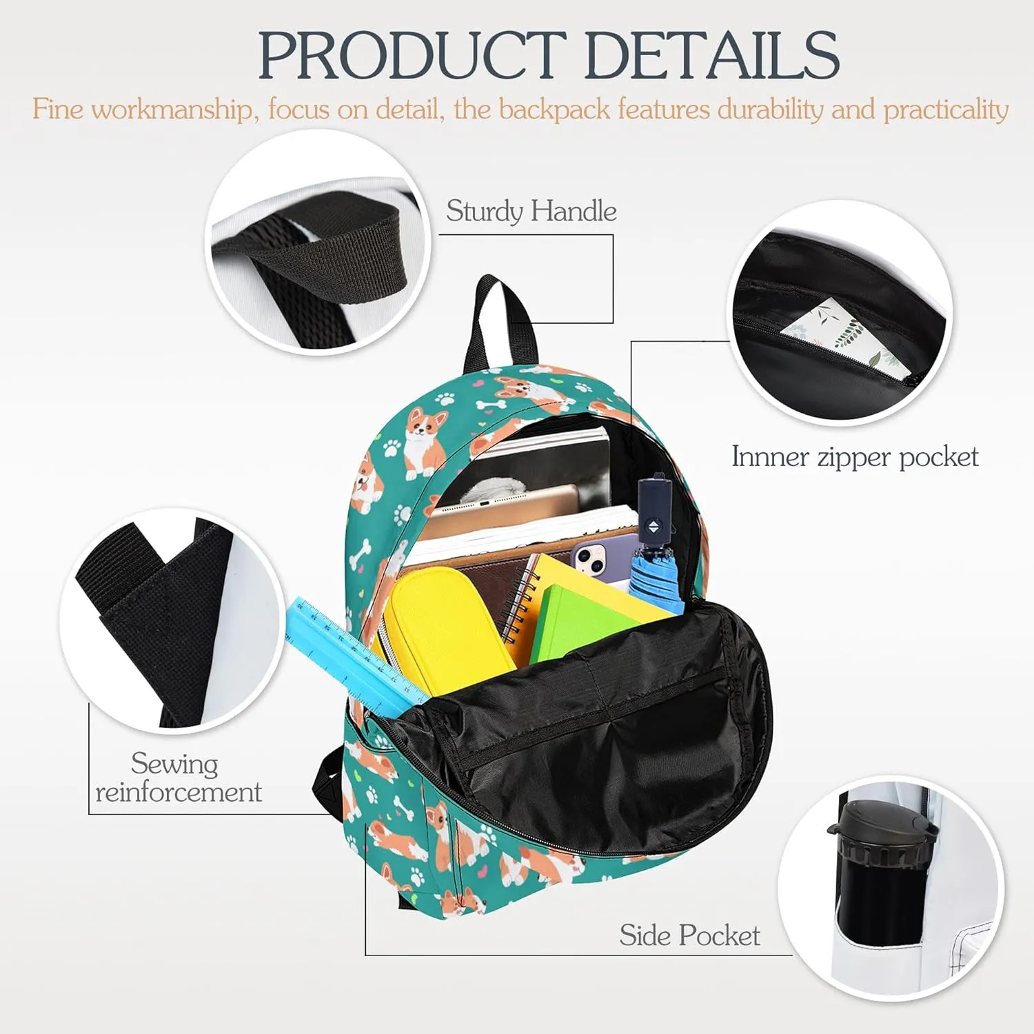 3pcs Backpack for Boys Girls, Backpack Set with Lunch Box Pencil Case for Kids Teen Elementary Middle High School