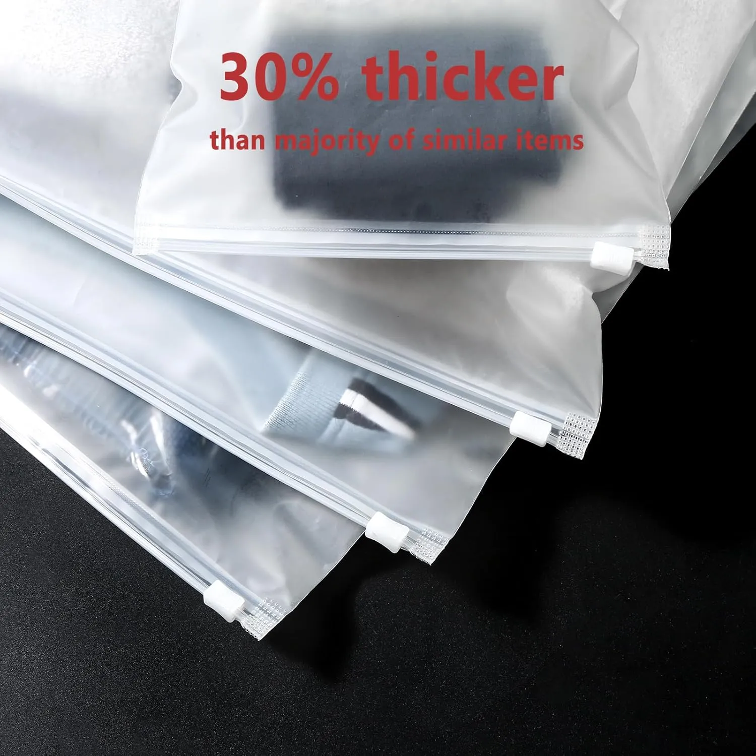 4 Mil 14''x18'' Heavy Duty Frosted Slider Zip Plastic Packaging Bags, Reclosable Zipper Poly Storage Bags for Pants, Coats, Curtains etc, With Vent Hole (50 Pack)