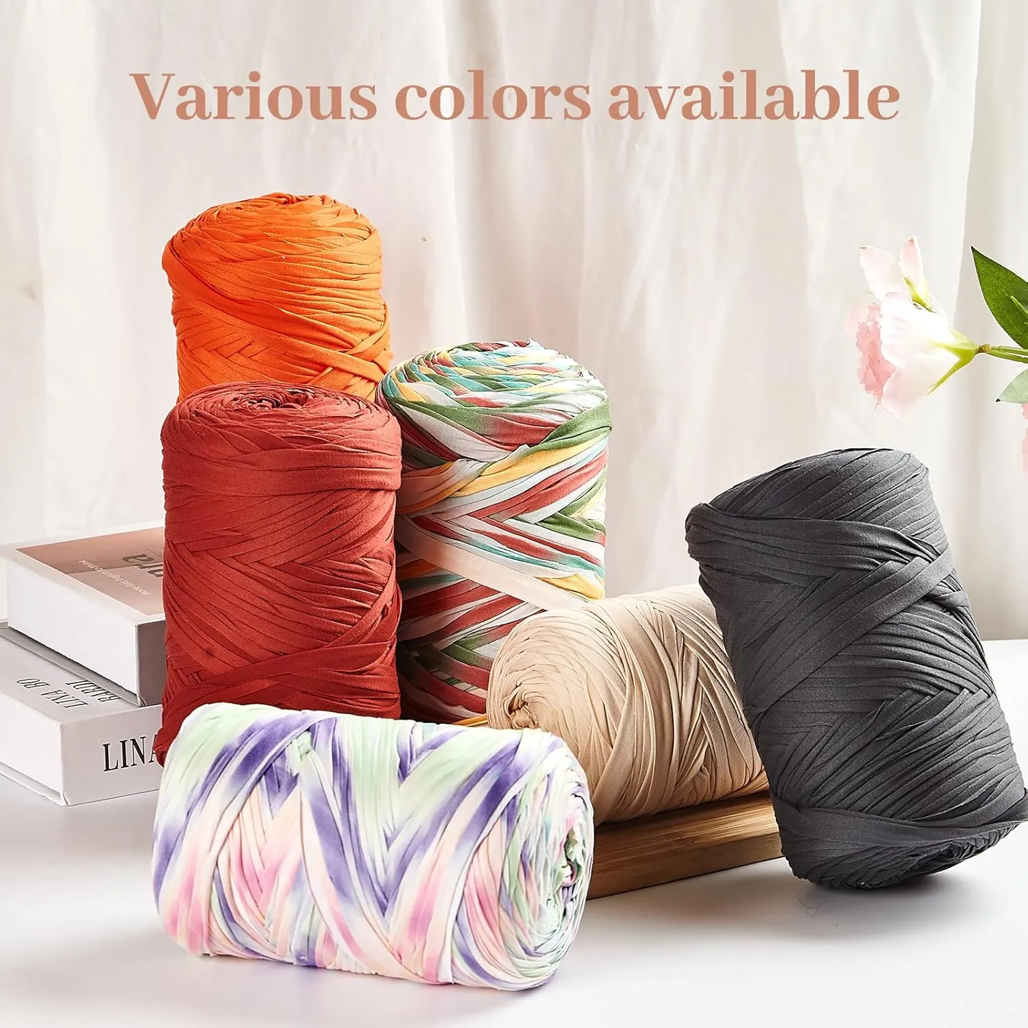 400g T-Shirt Yarn Crochet Yarn for Beginner Crochet Bags/Basket/Coaster,400G/110yds High Elastic Polyester Thick Tshirt Brown
