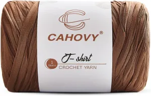 400g T-Shirt Yarn Crochet Yarn for Beginner Crochet Bags/Basket/Coaster,400G/110yds High Elastic Polyester Thick Tshirt Brown