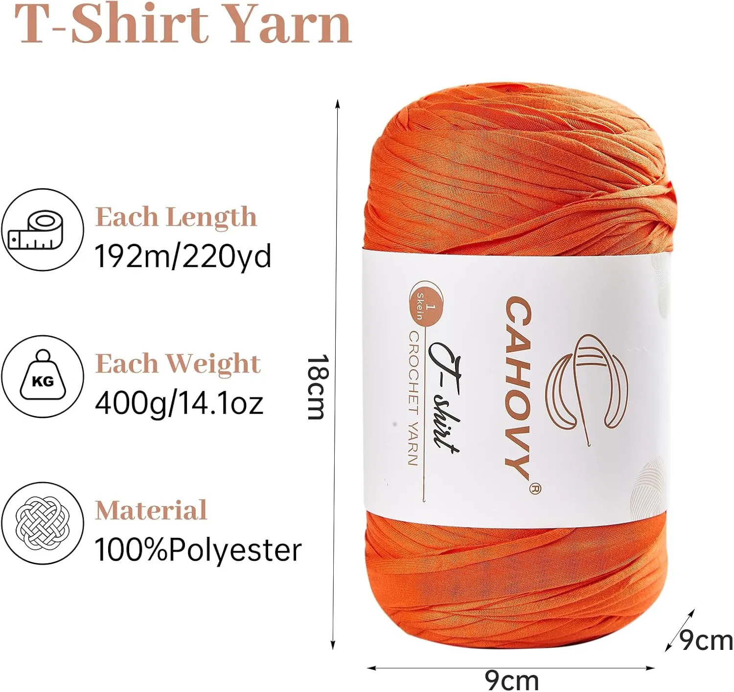 400g T-Shirt Yarn Crochet Yarn for Beginner Crochet Bags/Basket/Coaster,400G/110yds High Elastic Polyester Thick Tshirt Brown