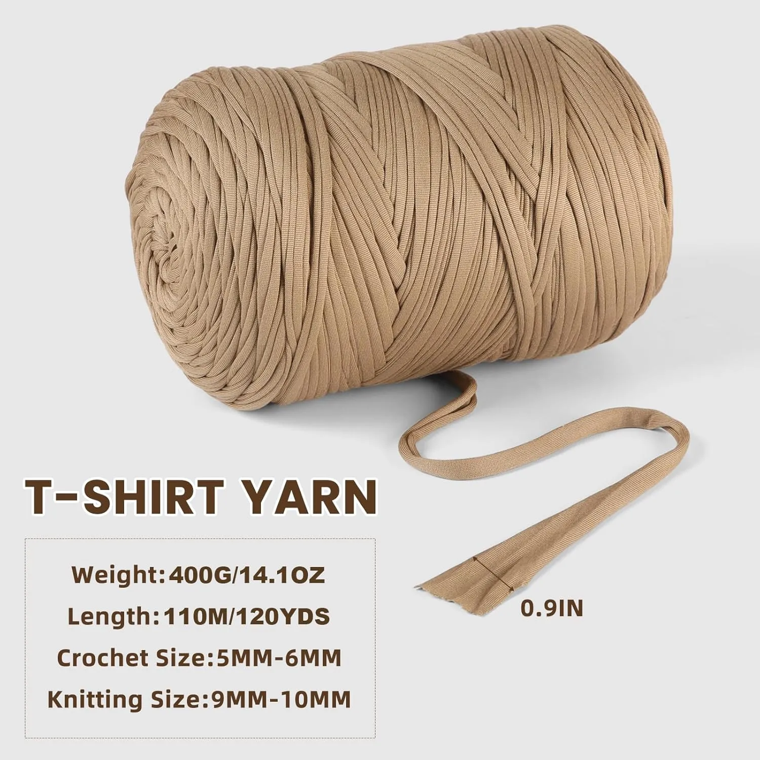 400g T Shirt Yarn, Tshirt Crochet Yarn for Crocheting Bag/Craft Project/Home Decor, 14.1oz/400g, 120yd/110m Crochet with Polyester Spandex Blend Stretch Fabric(Jade Pink)