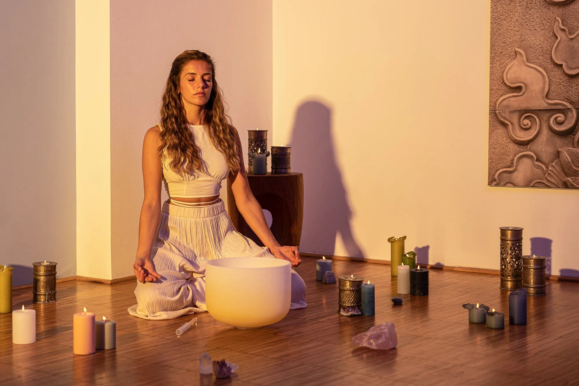 440 Hz 12" Solar Chakra Crystal Singing Bowl Note E4 Yellow Color