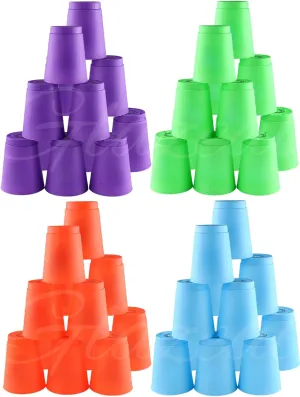 48 Pcs Sports Stacking Cups Set - Classic Quick Stacking Games Training for Boy Girl Adult Family Game Party Challenge Competition Travel Gift - 4 Colors