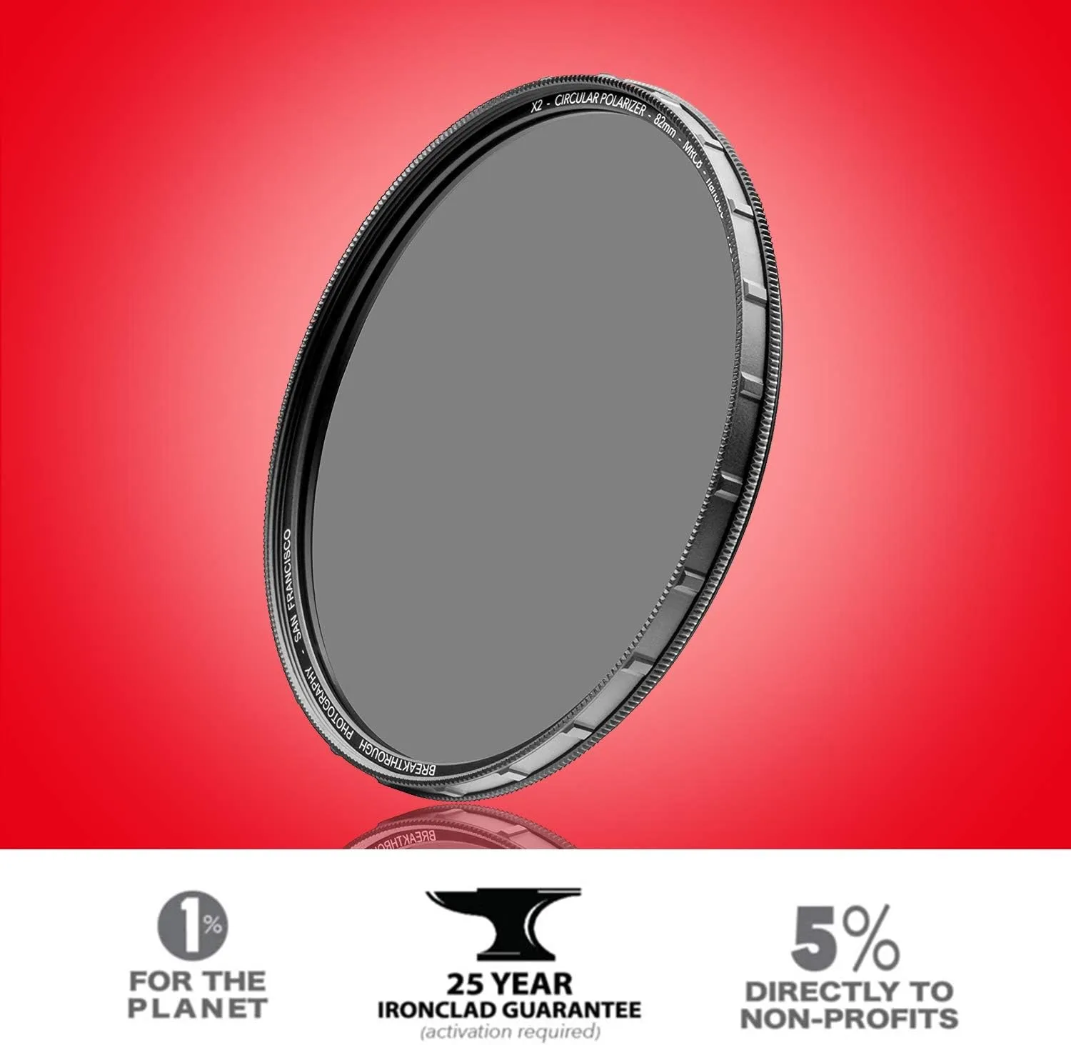 49mm X2 CPL Circular Polarizing Filter for Camera Lenses - AGC Optical Glass Polarizer Filter with Lens Cloth - MRC8 - Nanotec Coatings - Weather Sealed by Breakthrough Photography