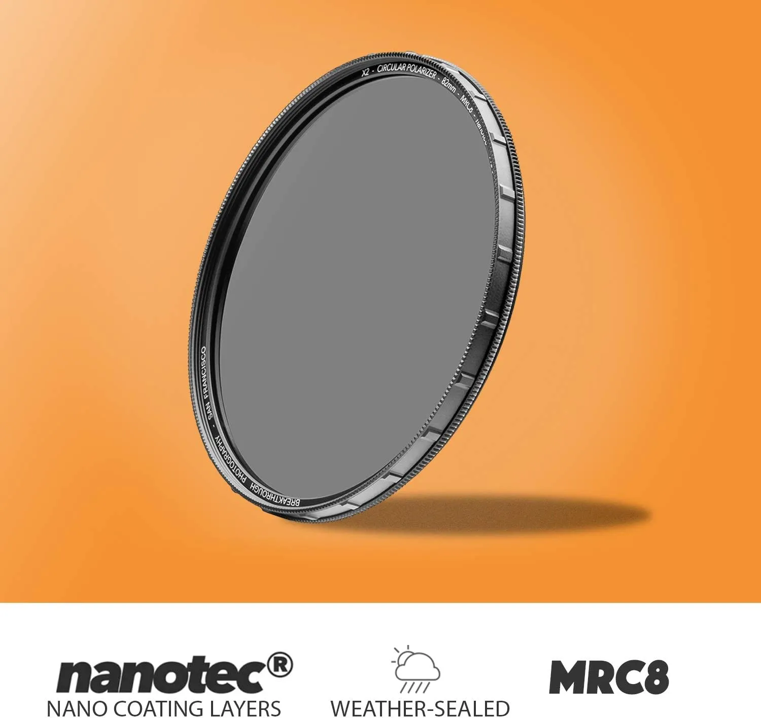 49mm X2 CPL Circular Polarizing Filter for Camera Lenses - AGC Optical Glass Polarizer Filter with Lens Cloth - MRC8 - Nanotec Coatings - Weather Sealed by Breakthrough Photography