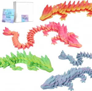 4PCS 12Inch 3D Printed Dragons - 3D Printed Animals for Rock Dragon, Autism/ADHD Fidget Toys, Home Office Desktop Decoration, Best Gifts for Kids & Adults (4 Season-Inspired Colors)