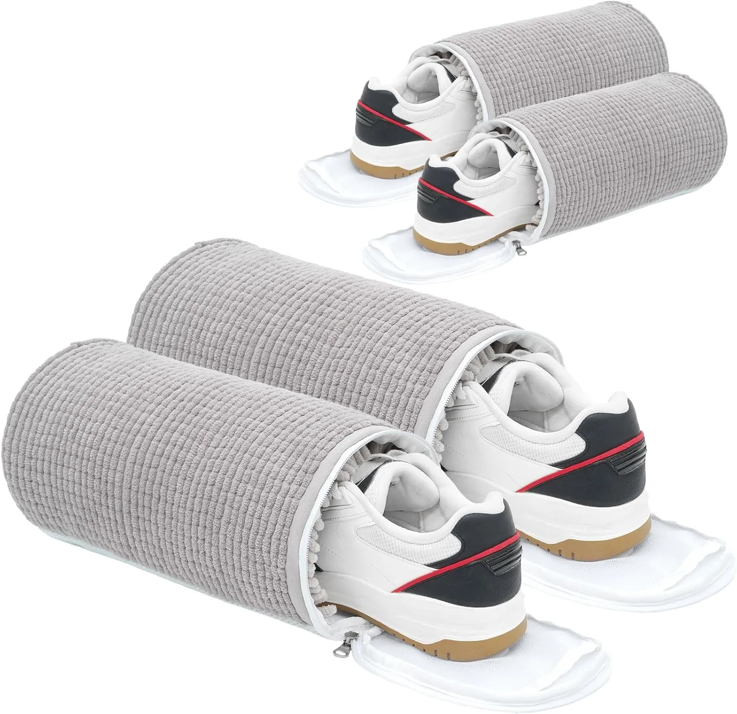 4Pcs Reusable Laundry Shoe Bag for Washer and Dryer, 2024 New Shoe Cleaning Bag, 360Cleaning for Sneaker and Gym Shoes (Grey)