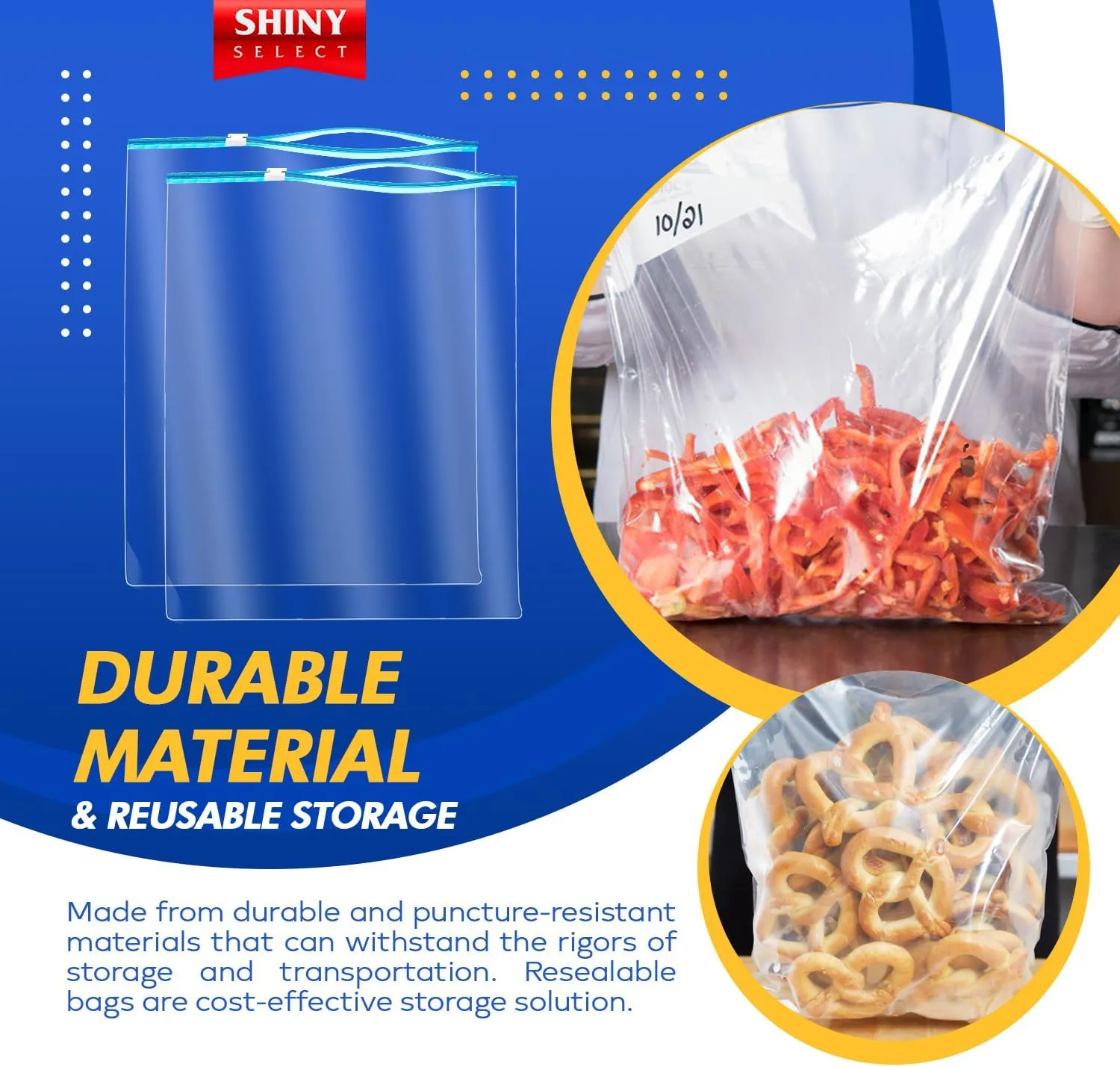 5 Gallon Jumbo Slider Storage Bag, 18x24, 10 Bags – Resealable Extra Large Clear Plastic, 2 Mil Thick - Home Organization, Luggage, Travel, Kitchen Use, Baby Essentials, Seasonal Clothes