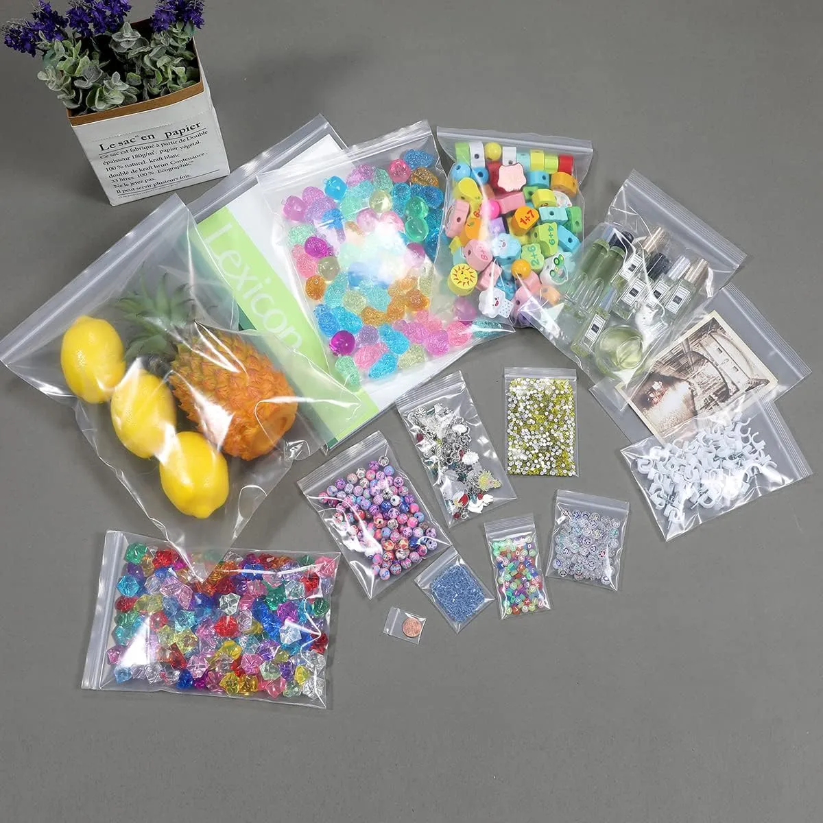 50 PCS 10" x 13" Clear Thick 4 Mil Zip Poly Lock Plastic Bags Reclosable Zip Seal Bags Heavy-Duty Seed Food Storage Zipper Bag