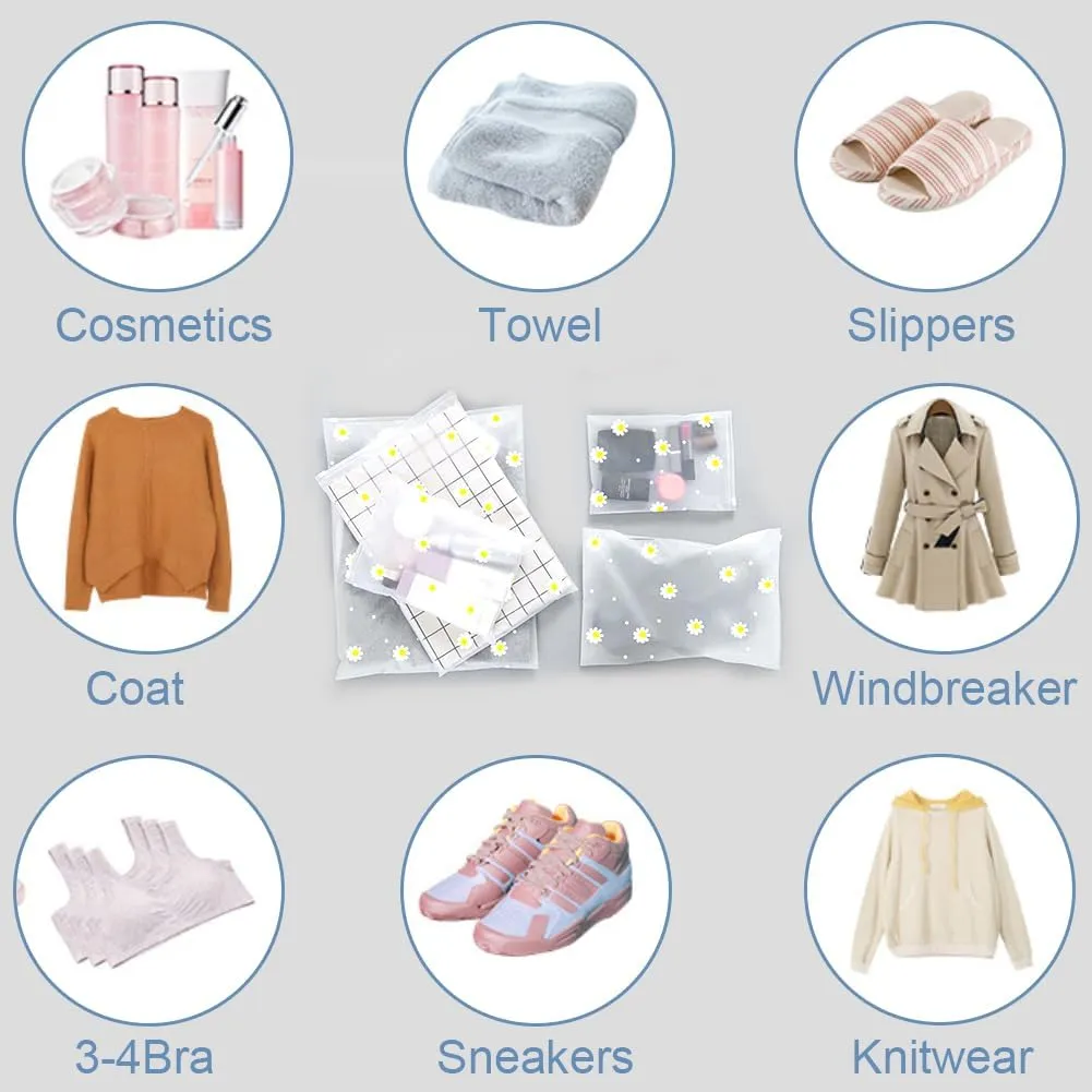 50 PCS Clothing Packaging Bags for Travel and Storage Clear and Frosted Resealable Bags Zipper Luggage Organiser Pouch Space Saver Storage for Trip 25x35cm,30x40cm(25 pcs per size)