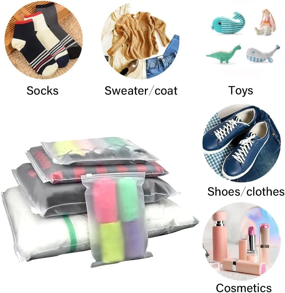50Pcs Clear Bags Resealable Bags Waterproof Plastic Zipper Bags Clothing Packaging Bags Luggage Organiser Pouch Space Saver Storagefor Clothes Trip 11"x15"