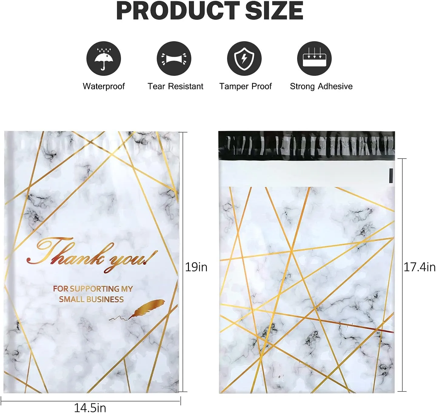 50Pcs Large Poly Mailers 14.5 x 19, Cute Shipping Bags for Small Business Clothing Mailers Poly Bags Thank You Poly Mailer Plastic Mailing Bags, Big Polymailers Package Bags