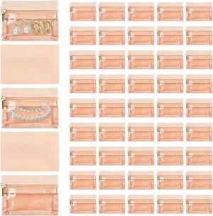50Pcs Travel Jewelry Bag, Clear Flannel Jewelry Pouch, Portable Zipper Pocket Jewelry Organizer for Women Jewelry Necklace Earring Anti Tangle