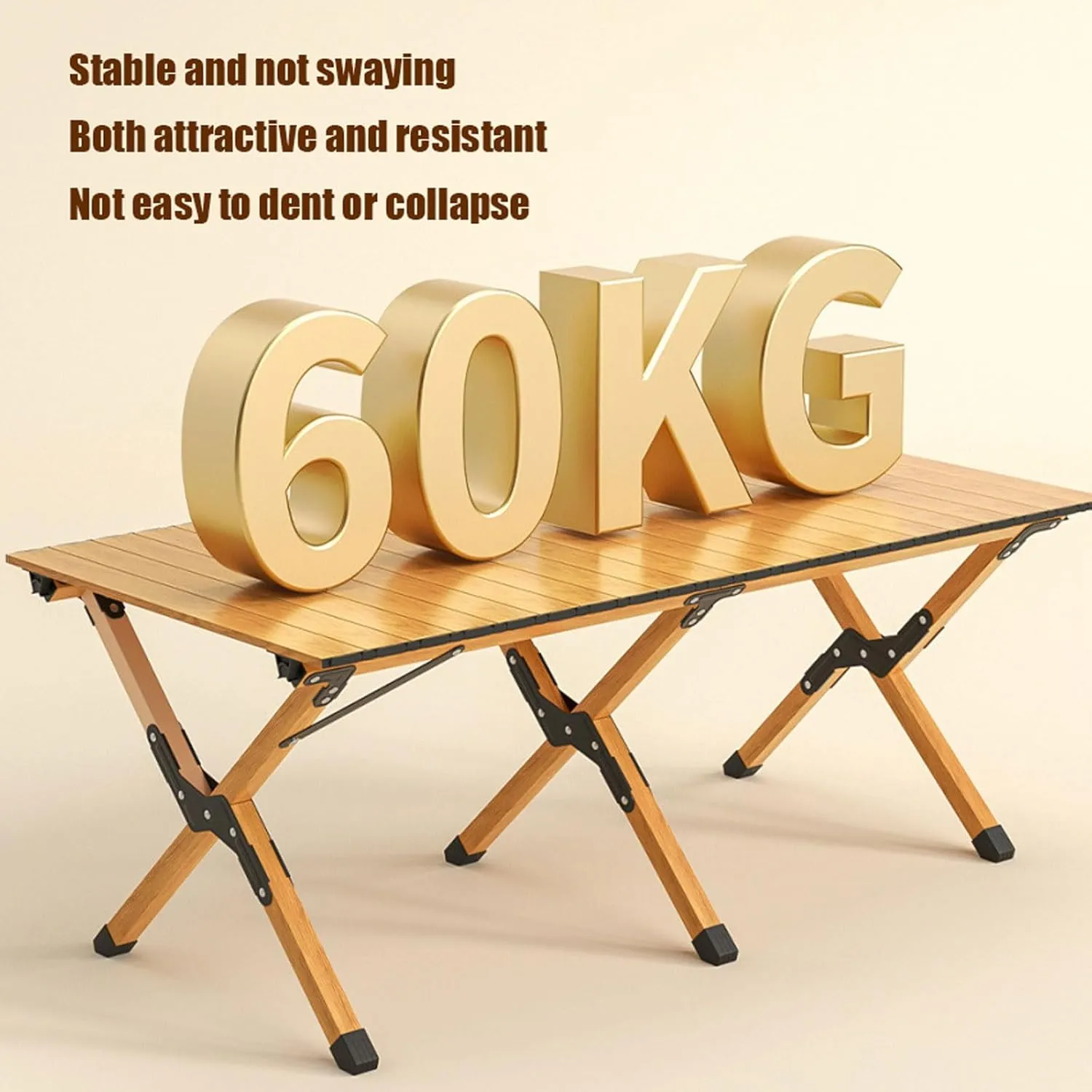 60cm Folding Table with Chairs, Aluminum Roll-up Camping Table Portable Collapsible Chairs Lightweight Garden Table for BBQ Camping Outdoors, 5pcs