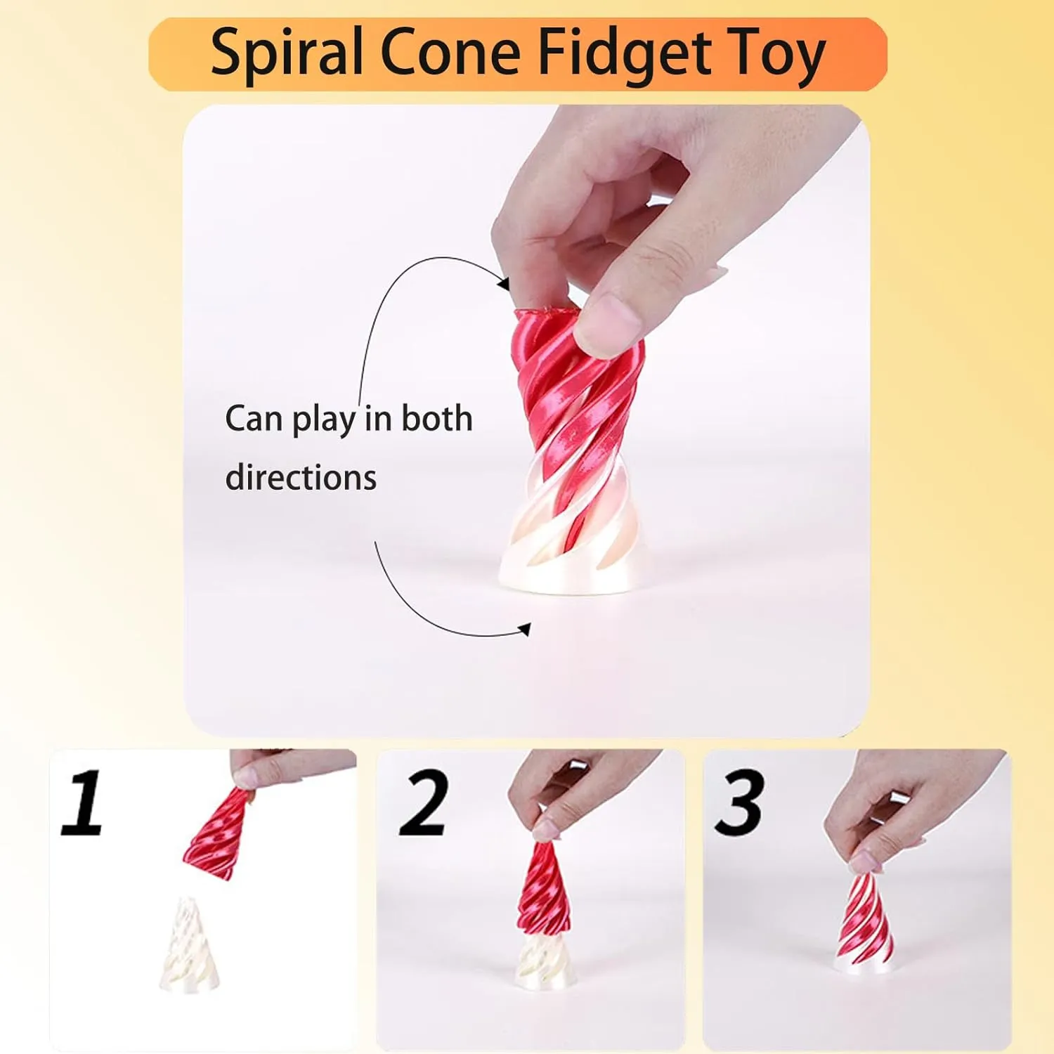 6Pcs Spiral Cone Fidget Toy,Impossible Cone Impossible Pyramid Passthrough Toy,3D Printed Spiral Cone Fidget Toy,Mini Vortex Thread Illusion Desktop Deco Souvenir Gift for Anxiety Relaxing