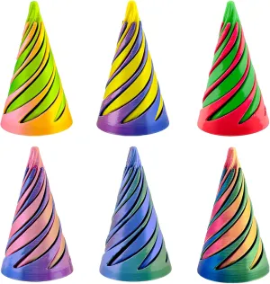 6Pcs Spiral Cone Fidget Toy,Impossible Cone Impossible Pyramid Passthrough Toy,3D Printed Spiral Cone Fidget Toy,Mini Vortex Thread Illusion Desktop Deco Souvenir Gift for Anxiety Relaxing