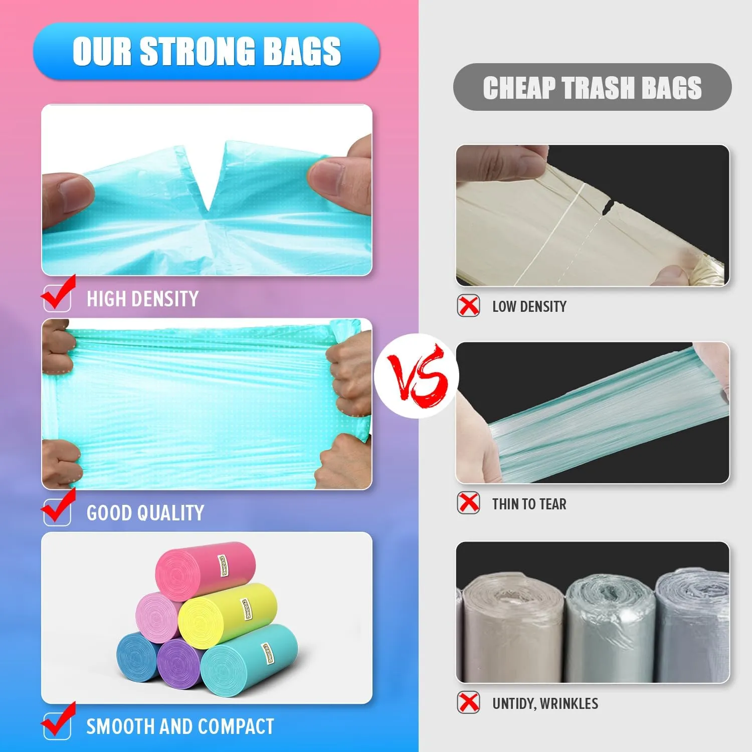 8 Gallon Trash Bags Colored - 150 Count Medium Garbage Bags Unscented, 30 Liter Thick Trash Can Liners, Plastic Wastebasket Liners for Home Kitchen Bathroom