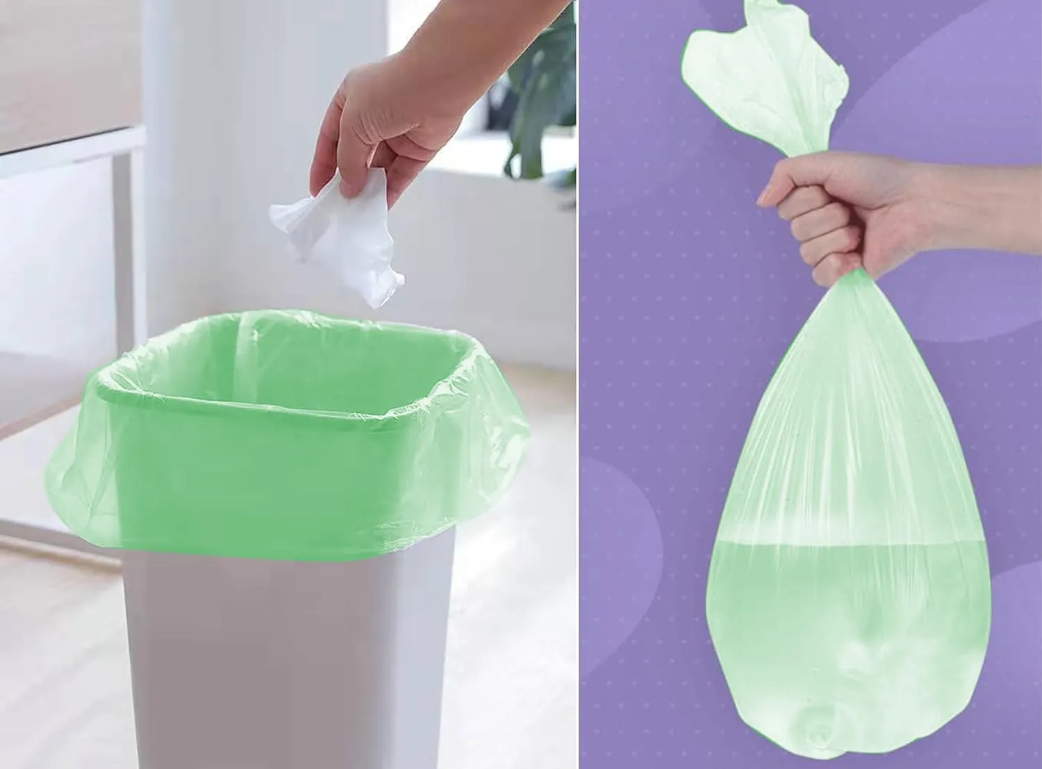 8 Gallon Trash Bags Colored - Extra Thick Medium Garbage Bags 1.1 mil Strong, Leakage-Free,Unscented 30 Liter Thick for Bathroom, Office, Kitchen Waste Basket Trash Can (Green, 100 Count)