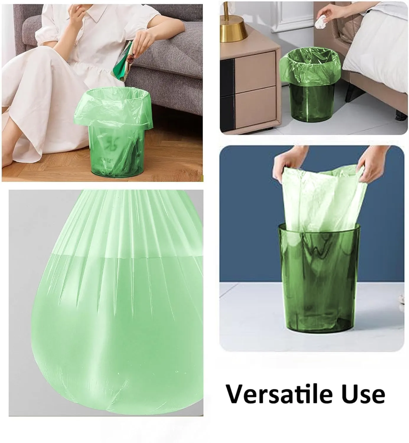8 Gallon Trash Bags Colored - Extra Thick Medium Garbage Bags 1.1 mil Strong, Leakage-Free,Unscented 30 Liter Thick for Bathroom, Office, Kitchen Waste Basket Trash Can (Green, 100 Count)
