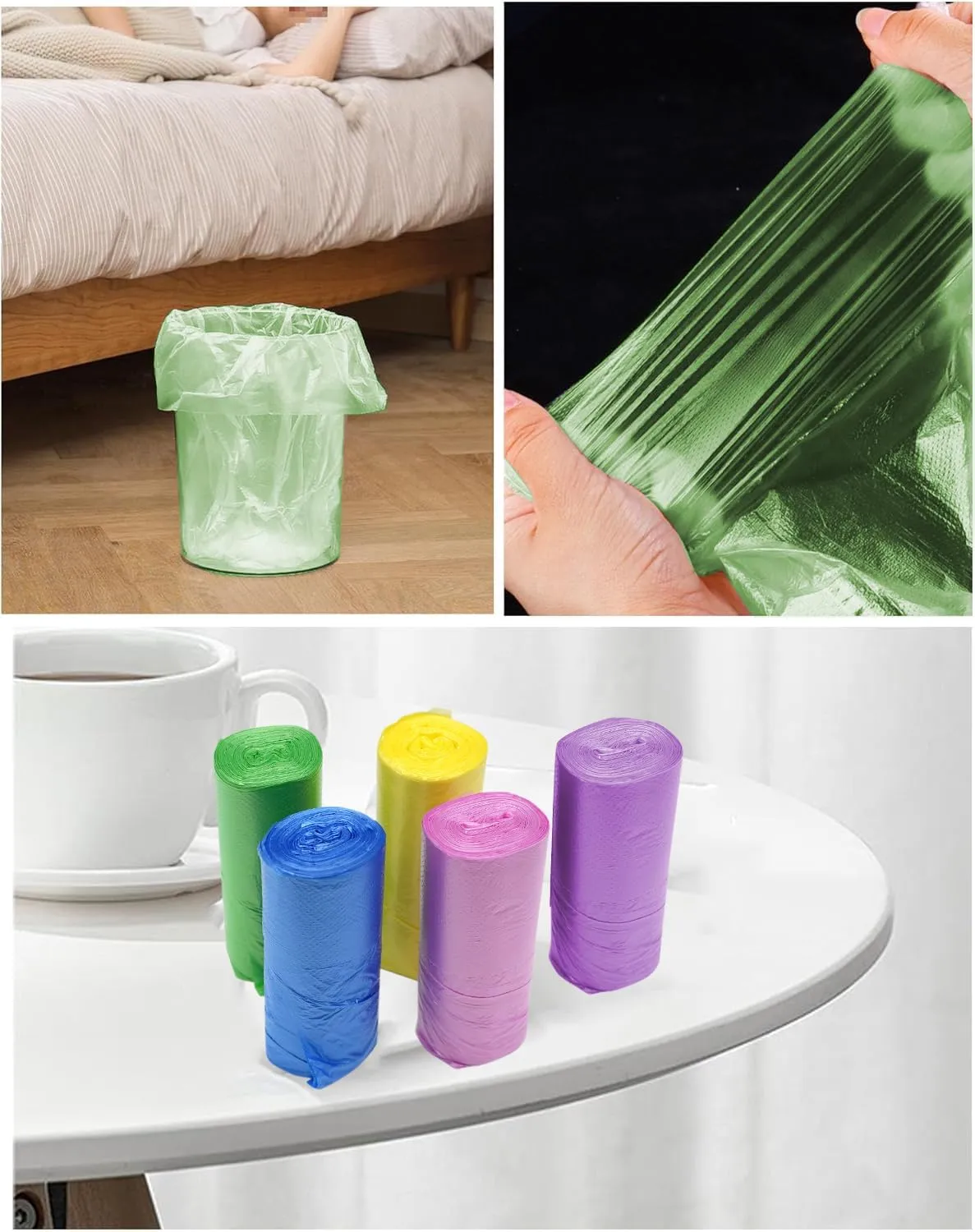 8 Gallon Trash Bags Colored - Extra Thick Medium Garbage Bags 1.1 mil Strong, Leakage-Free,Unscented 30 Liter Thick for Bathroom, Office, Kitchen Waste Basket Trash Can (Green, 100 Count)