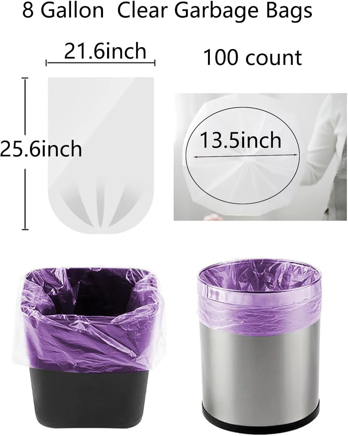 8 Gallon Trash Bags Colored - Extra Thick Medium Garbage Bags 1.1 mil Strong, Leakage-Free,Unscented 30 Liter Thick for Bathroom, Office, Kitchen Waste Basket Trash Can (Green, 100 Count)