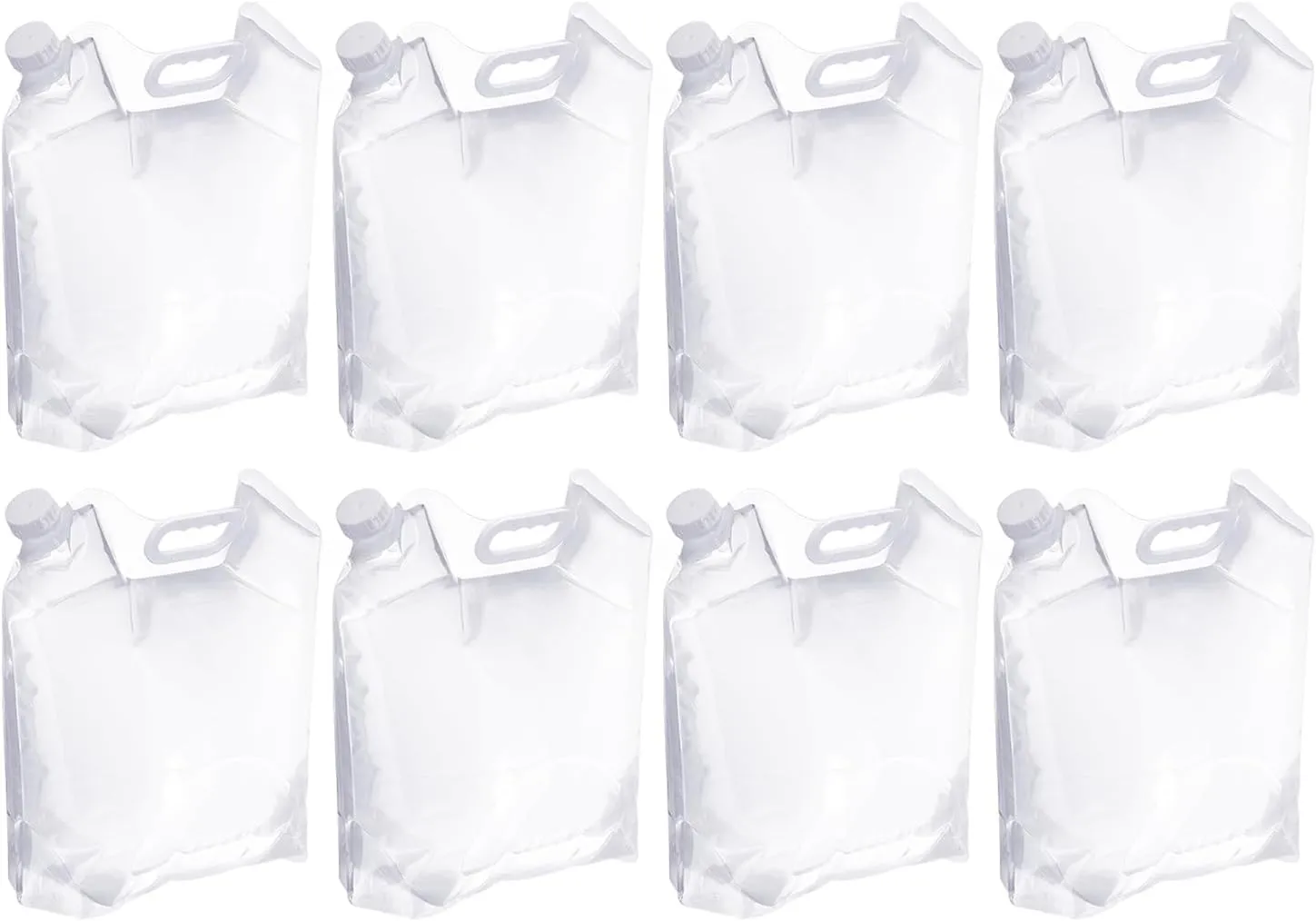 8 Pack Collapsible Water Container Bag - 2.6 Gallon Foldable Freezable Water Storage Bag, Freezable Emergency Water Container, Apply to Outdoor(Clear)