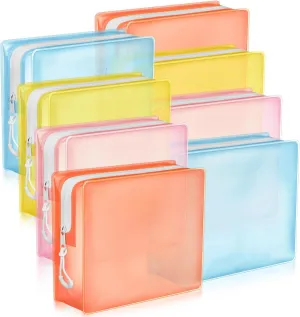 8 Pack TSA Approved Travel Toiletry Bags Frosted Translucent Leak-proof Cosmetic Makeup Bags for Women Men Travel Organizer Airport Security (Pastel)