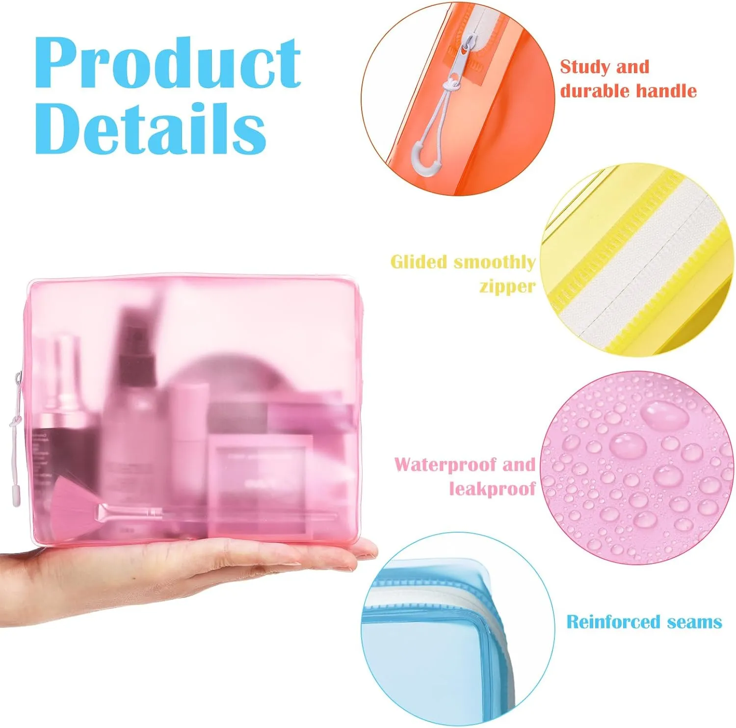 8 Pack TSA Approved Travel Toiletry Bags Frosted Translucent Leak-proof Cosmetic Makeup Bags for Women Men Travel Organizer Airport Security (Pastel)