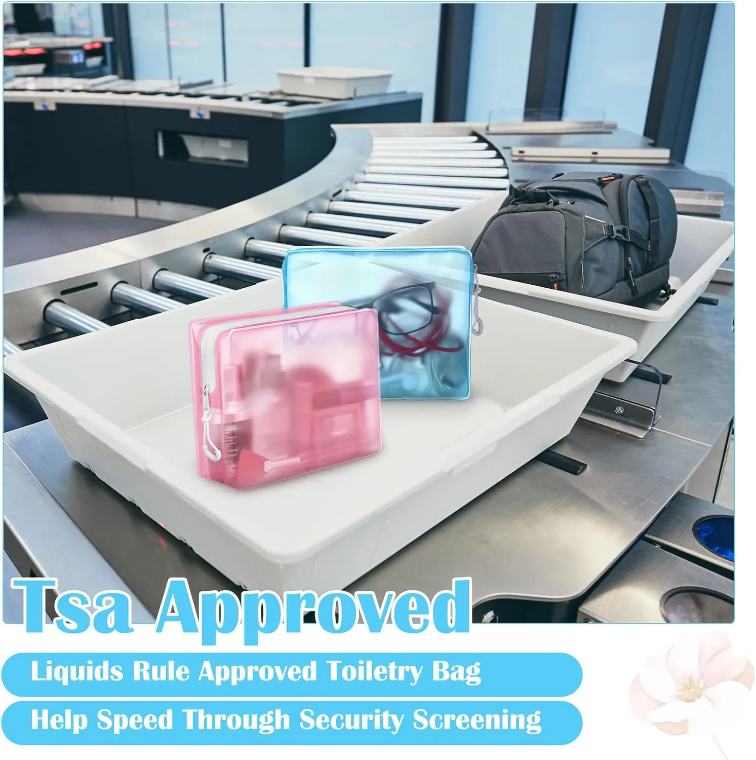 8 Pack TSA Approved Travel Toiletry Bags Frosted Translucent Leak-proof Cosmetic Makeup Bags for Women Men Travel Organizer Airport Security (Pastel)
